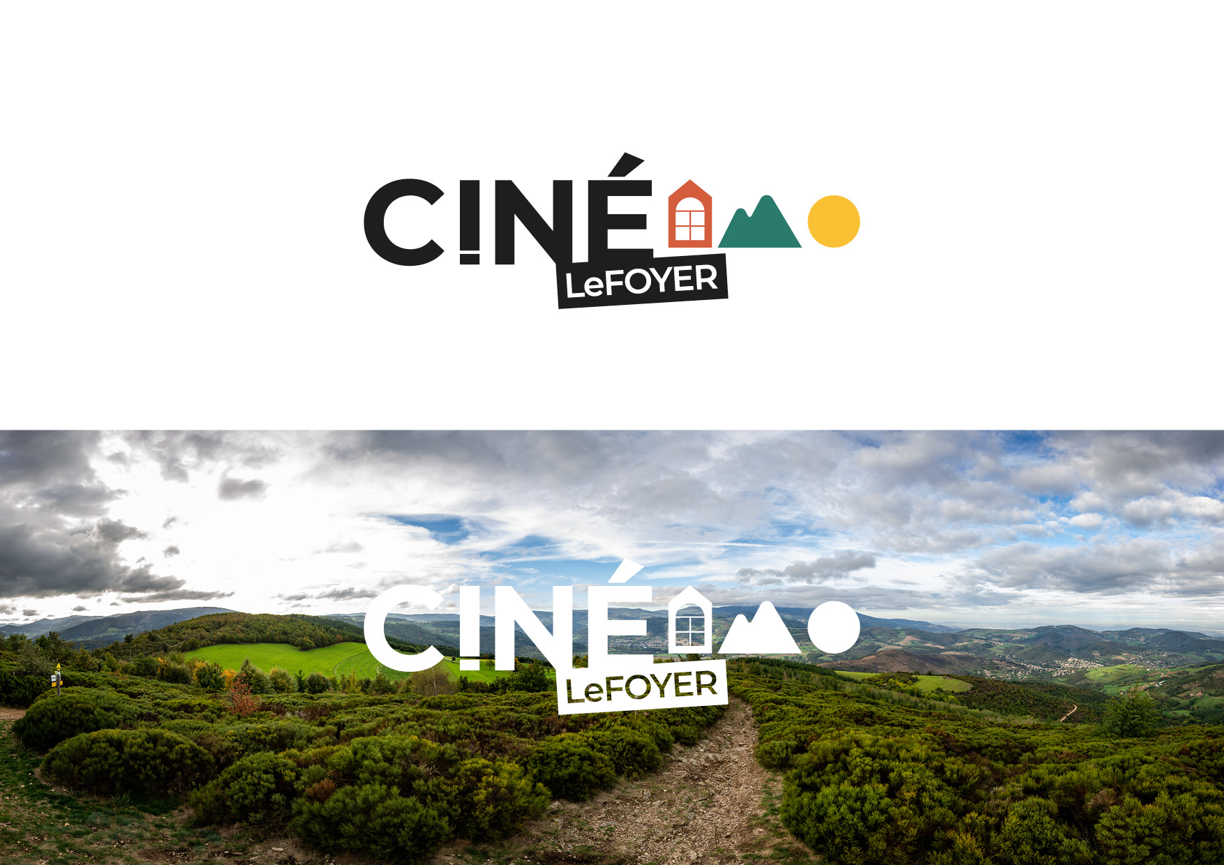 logo sur fond blanc et sur fond photo nature cinema