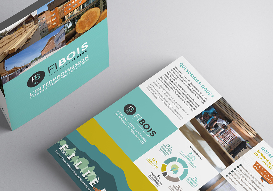 mockup de la plaquette de presentation de lassociation fibois 42 loire sur fond gris