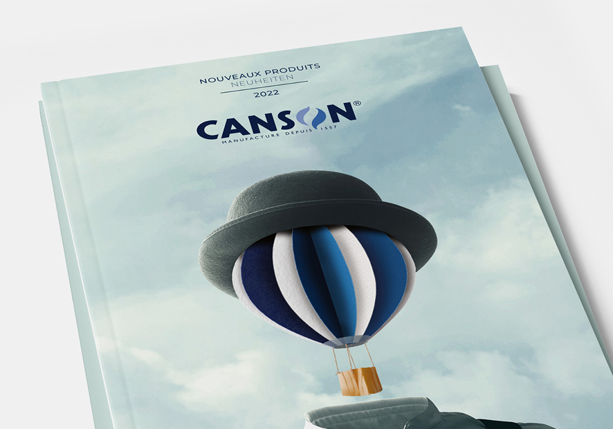 mockup du catalogue de la marque canson pose sur un fond blanc